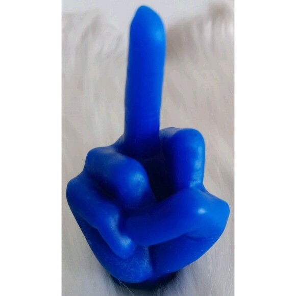 Blue Or Pink Middle Finger Resin Statue Figurine Flip-Off Ring Holder - Picture 3 of 4